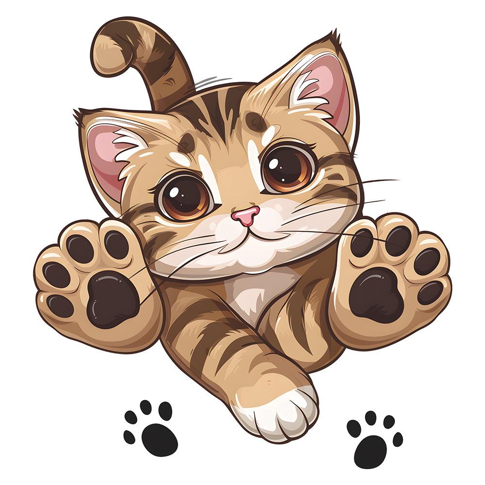 Наклейки для туалета с изображением мультяшного кота, декоративные настенные наклейки для ванной комнаты, самоклеящиеся