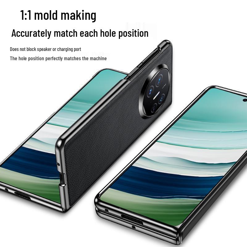 Складной кожаный чехол-скин для Huawei MateX5 - Устойчивый к отпечаткам пальцев, Однотонный, Полностью закрывающий