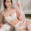 DKGEA Women Underwear Set Embroidery Lace Sexy Bra+Panties+Garter