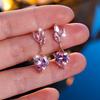 Exquisite Flower Love Pendant Earrings for Women and Bride Engagement Wedding Pink Earrings