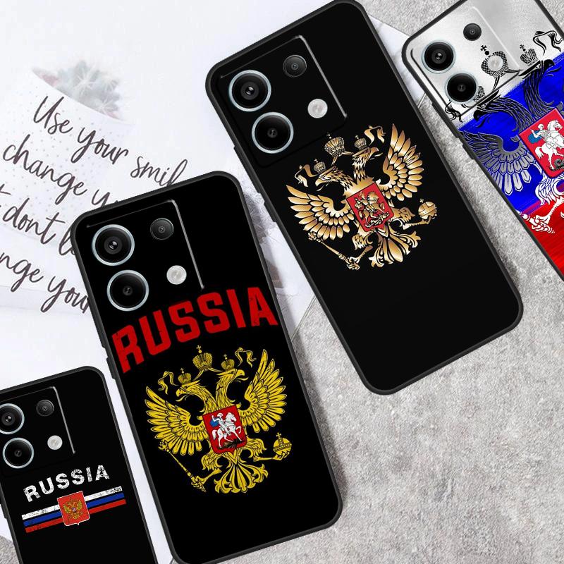 Russia Flag Coat Arms Case For Redmi Note 13 Pro Plus 9 10 11 12 Pro 10S 11S 12S Redmi 12 9C 10C 12C 13C Cover