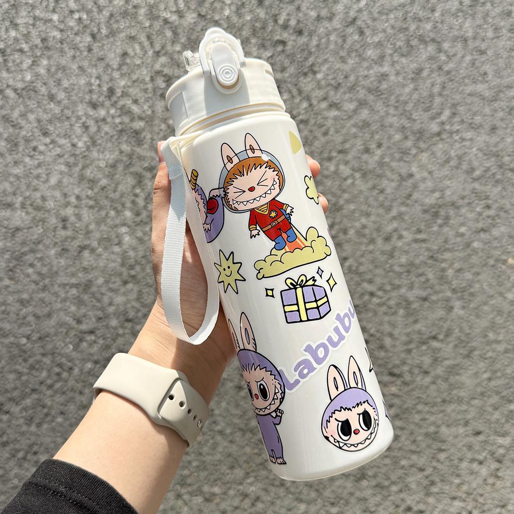 Cute Children's Straw Cup High Value Student with Rope Water Cup