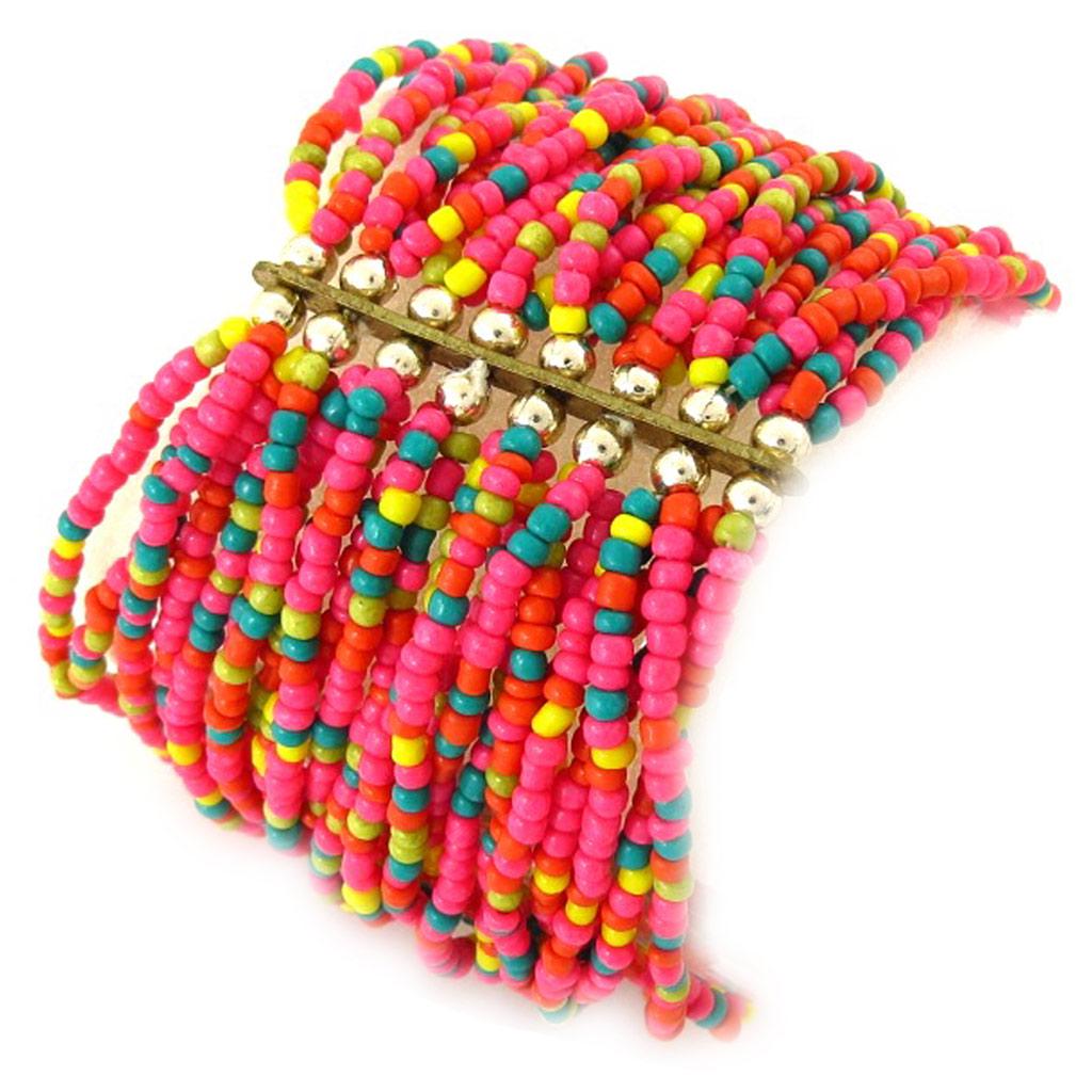 Les Trésors De Lily [K6533] — Дизайнерский браслет Calcutta разноцветного розового цвета.