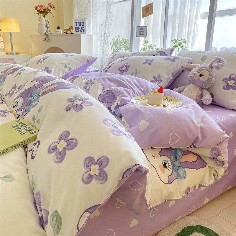 Комплект постельного белья из четырех предметов, пододеяльник из чистого хлопка с цветочным рисунком, простыня для спальни из трех предметов