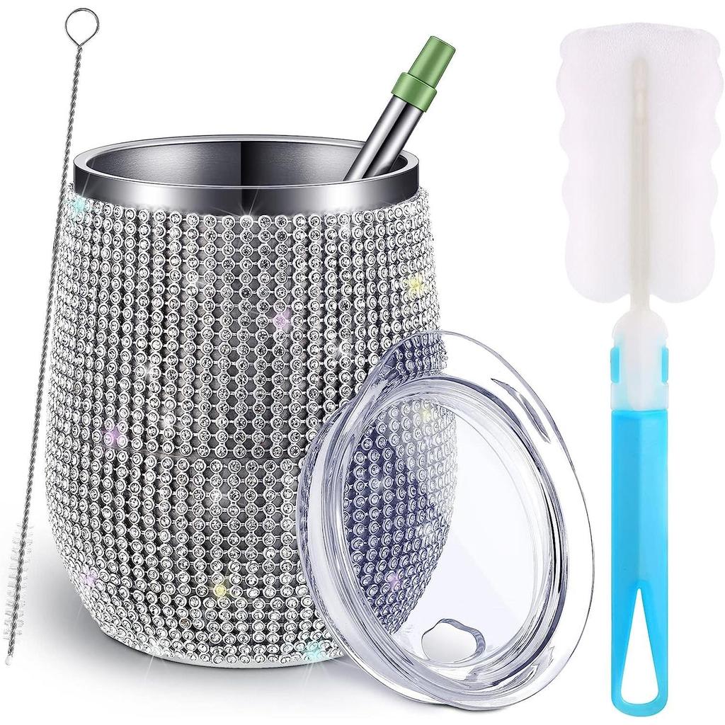 Bling бутылка для воды Bling стакан для вина Алмазный стакан со стразами для блестящих бокалов для вина Стакан для девочек Trip Чашки, соломинка, щетка для соломы и щетка для чашек