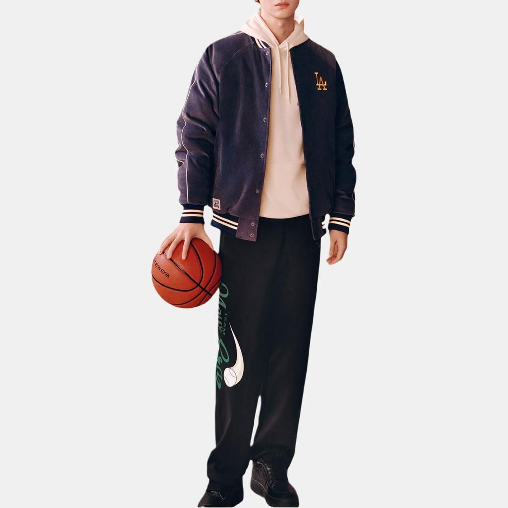 New Era FW25 МЛБ Лос-Анджелес Доджерс Вельветовая Бейсбольная Воротник Планка на Пуговицах Тканая Американский Повседневный Свободный Высококачественный Теплый Пуховик 14726756