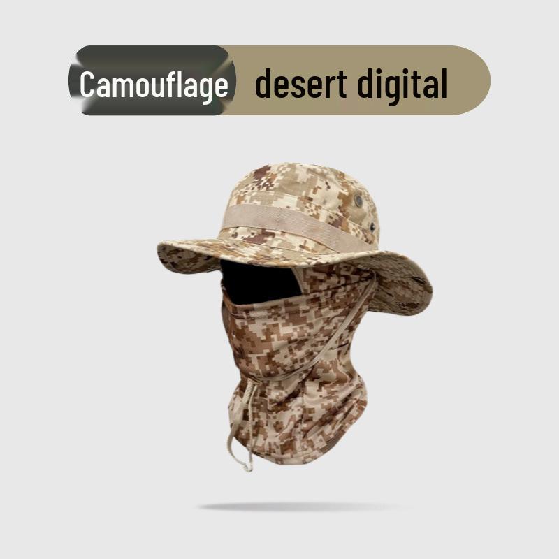 Camouflage Windproof Bucket Hat & Sunscreen Mask Set for Outdoor Activities