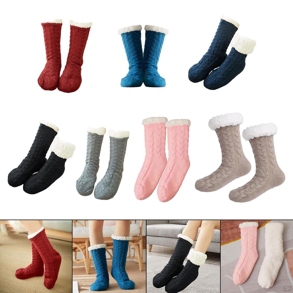 Зимние домашние нескользящие термоноски, напольные толстые бархатные повседневные тапочки, плюшевые гетры