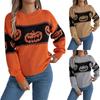 Женская мода повседневный свободный свитер контрастного цвета на Хэллоуин с длинным рукавом пуловер топ
