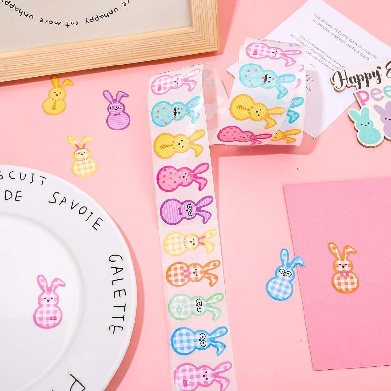 100-500 шт. Наклейки на Пасхального Кролика Рулон Милые Цветные Бумажные Наклейки с Кроликами 9 Дизайнов Узор Наклейки для Запечатывания Подарочной Упаковки