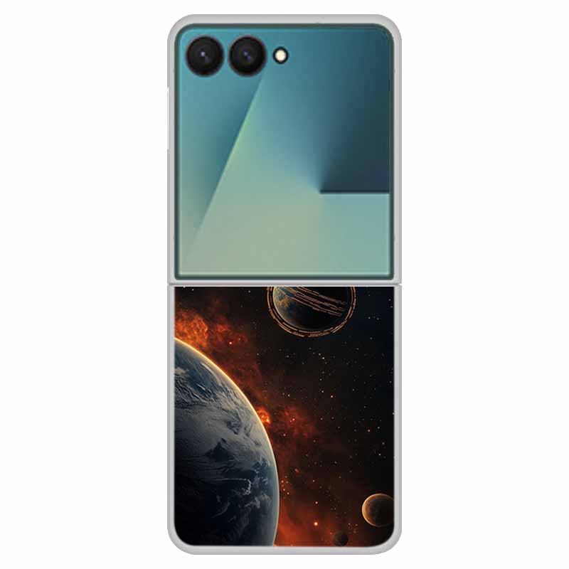 For Samsung Z Flip7 Flip 7 Case Flower Colour Back Cover Hard PC Phone Cases For Samsung Galaxy Z Flip7 Foldable Tansparent Capa