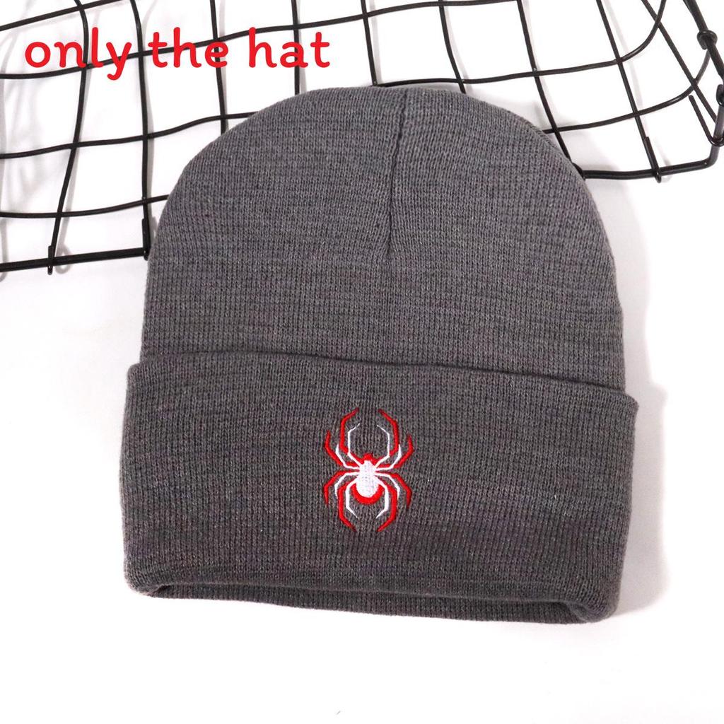 Street Style Spider Pattern Knitted Cap With No Brim For Winter Casual Wear