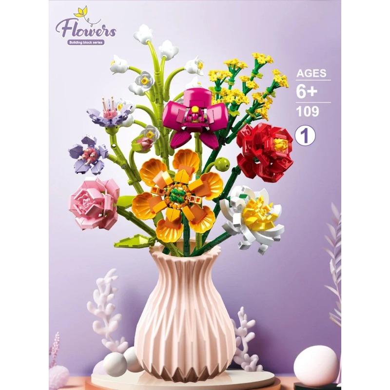 Микро-конструктор с вазой «Вечный букет цветов», набор для креативного украшения дома, совместим с LEGO