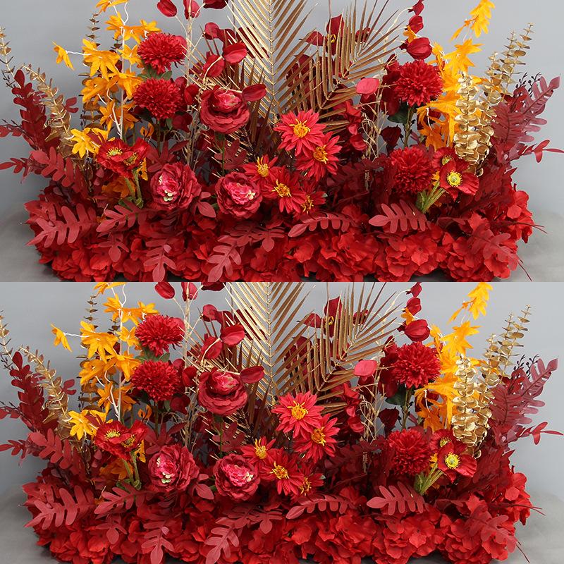 Wedding Aisle Floral Arrangement: Artificial Flower Basket & Row Decoration