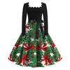 Women's Fashion Square Neck Casual Slim Christmas Printed Long Sleeve Dresses