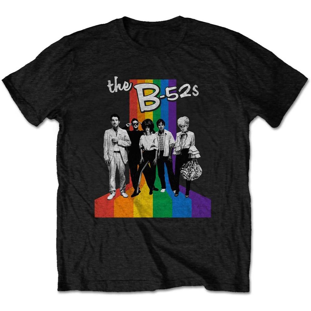 B52s Rainbow Stripes T-Shirt black New Unisex T-Shirt
