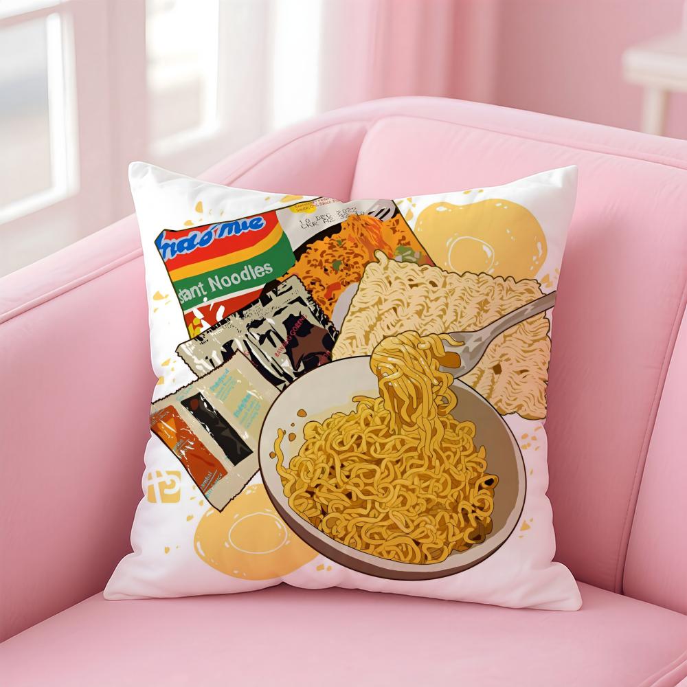 Логотип еды Аниме I-Indomies Наволочка Наволочка Короткий Плюш Невидимая Молния Комната Подушка для Дивана Наволочка