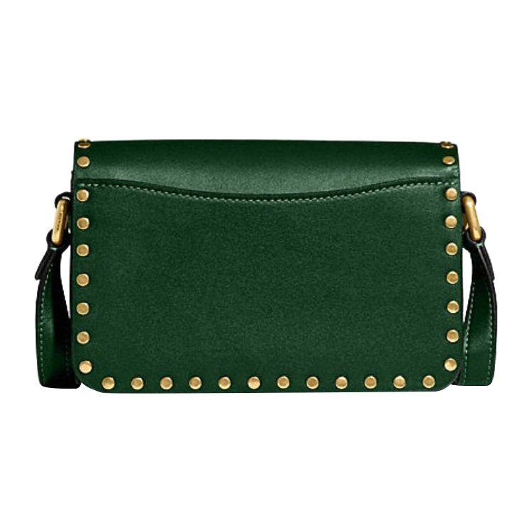Coach Studio 19 Studded Push Button Closure Leather Crossbody Bag Small Women bags Green CC384-B4CZS