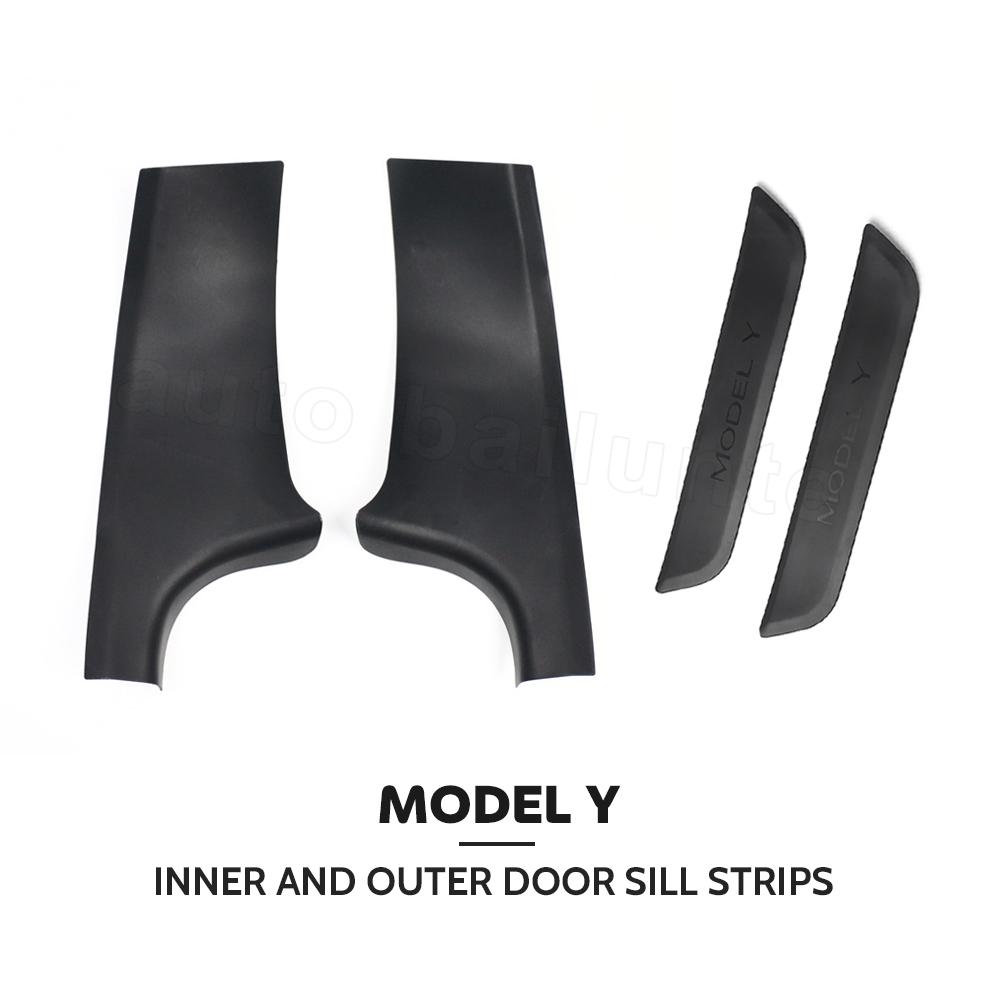 2Pcs Car Rear Door Sill Protective Cover Anti-dirty ABS Rear Door Protection Cover For Tesla Model Y 2022 2023