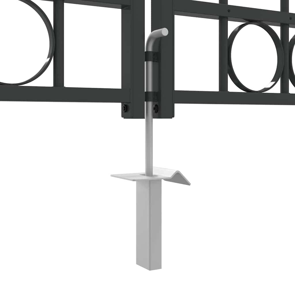 Fence Gate ASSEN 401 x 224.5 cm Steel Gray Lockable