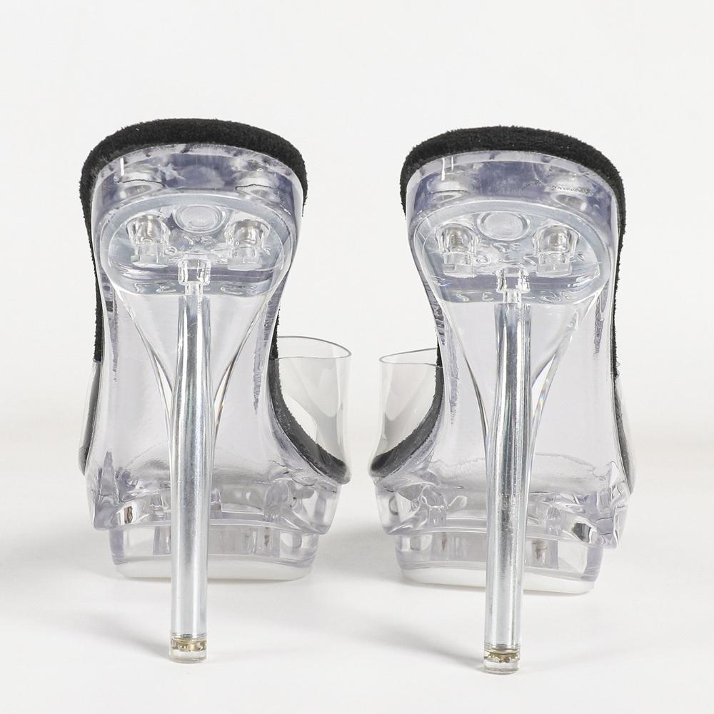12CMSquare Toe Crystal Slippers, Transparent Chunky Heel Non-slip Slides, 2026 Sexy Wedding Car Model Nightclub ShoesLDF-19876-7