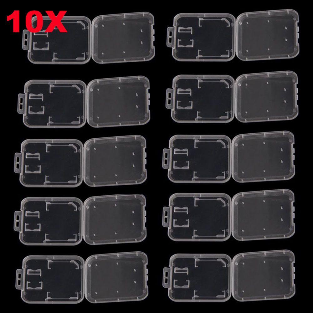 10PCS Clear Standard Holder Memory Card Case Transparent Storage Box SD/TF SDHC Card