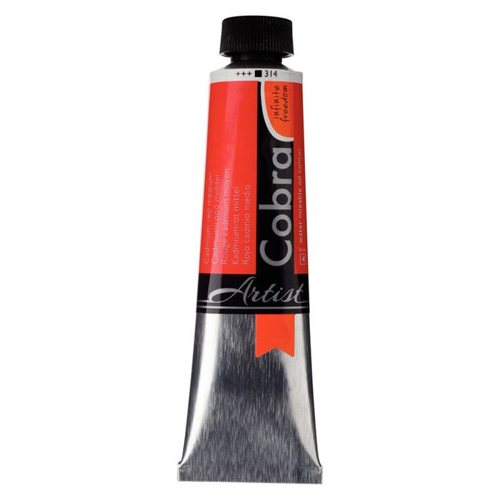 Peinture à l'huile - Cobra - Rouge de cadmium moyen - Tube de 40ml - Watermixable - Artistes