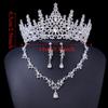 3 Pcs Shiny Bride Jewelry Sets Metal Necklace Earrings and Crown Sets  Dress Accessories