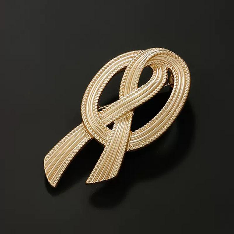 French High-End Golden Rope Bow Brooch Elegant Temperament Coat Corsage Coat Suit Retro Pin