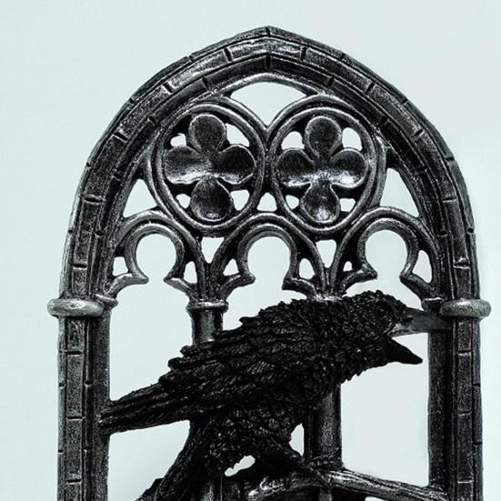 Gothic Crow Sconce Church Arch Light-Up Wall Decoration Sconce with Lighted Candle for Living Room Kitchen Dining Room Halloween Decor