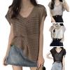 Женские топы с вырезами, V-образным вырезом, без рукавов, вязаные майки, однотонные