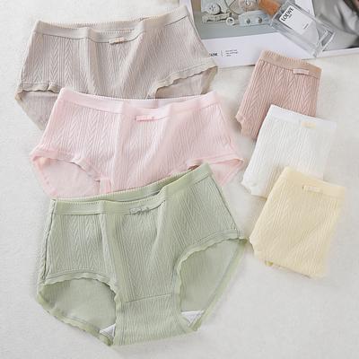 Женские простые трусы средней талии, удобные, дышащие, из чистого хлопка, жаккардовые, кружевные, нижнее белье