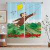 Curious George Kitchen Curtain Tiebacks Curtains for Living Room Decoration Tulle in Kitchen Curtains 2 Pieces Window Blackout
