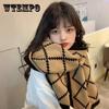 Winter New Vintage Temperament Double Sided Soft Wool Scarf WomenS Plaid Warm Neck Versatile Cape Fashion