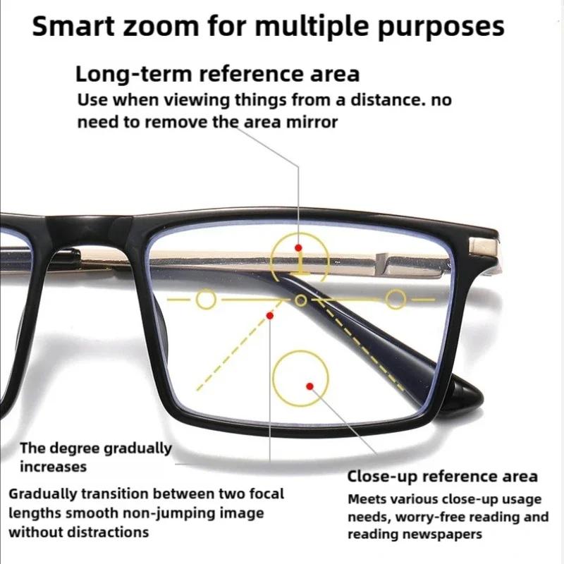 Square Multifocal Photochromic Presbyopia Eyewear for Men ladies Progressive High-definition Reading Anti Blue Light Eyewear