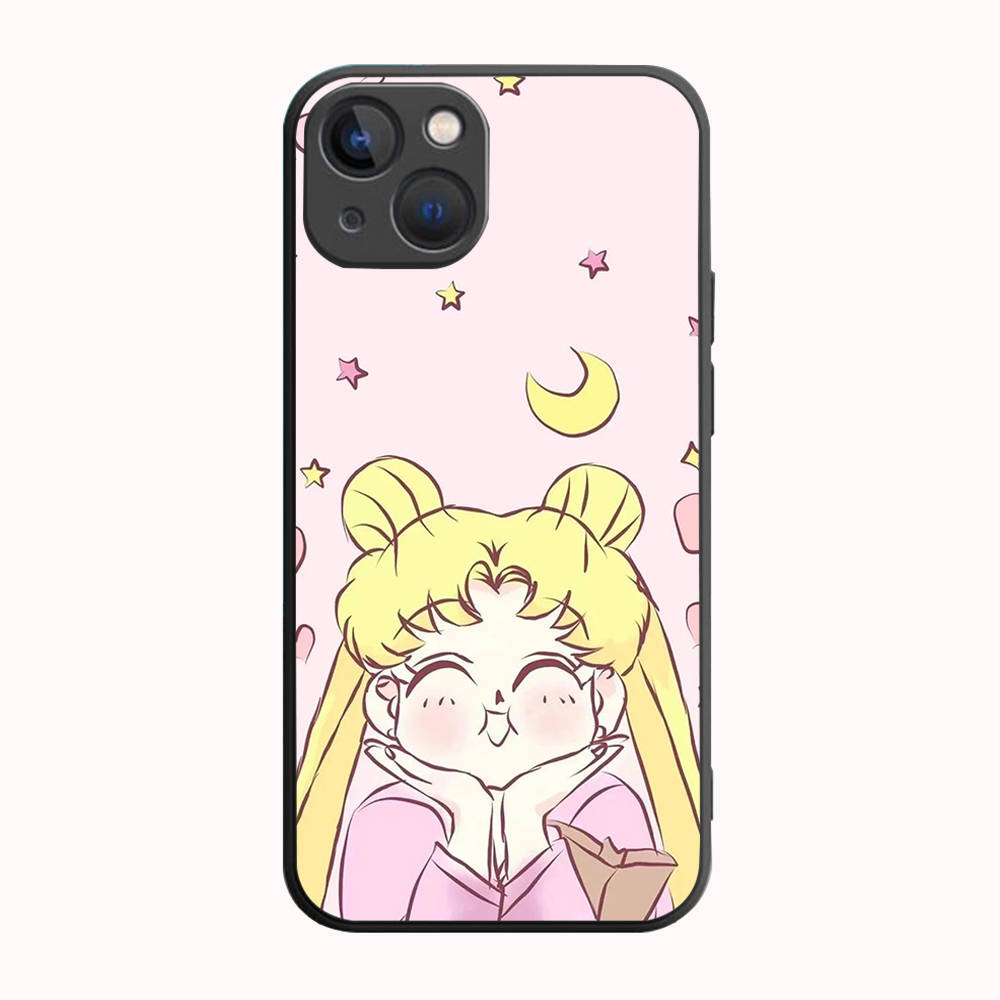 B-1 Милый черный чехол Sailor Moon для Redmi 10A 10C 12C 13C 9A 9C 9T A3X Note 10 9 9S 10S iPhone 11 12 13 14 15 16 X XS Pro Max Mini 7 8 Plus XR