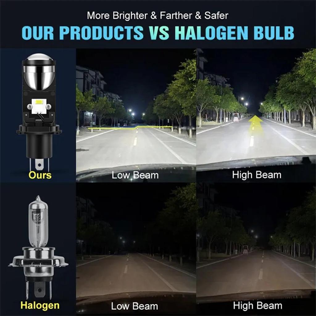 Автомобильные фары S1, светодиодные фонари, без вентилятора, встроенные фары дальнего и ближнего света H4 4000LM