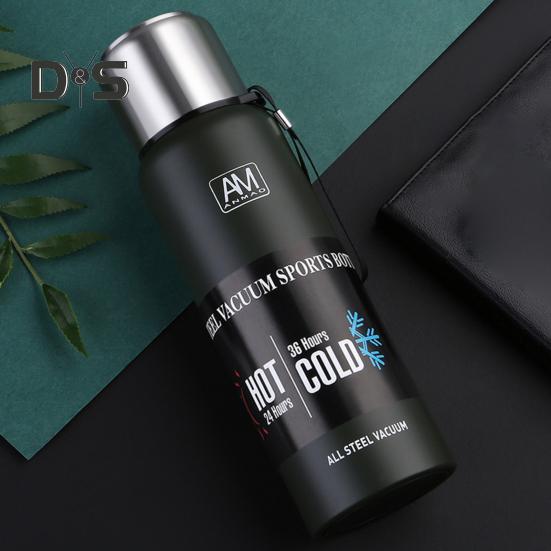 500/750/1000/1500 мл термокружка с нескользящим дном, портативная спортивная изолированная прямая чашка с широким горлышком