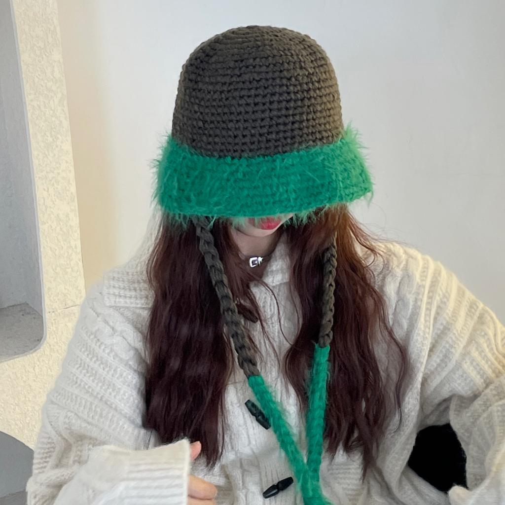 Корейская шерстяная шапка ручной работы для осени и зимы, чтобы показать лицо, маленькая рыбацкая шапка с защитой ушей и теплой вязаной шапкой