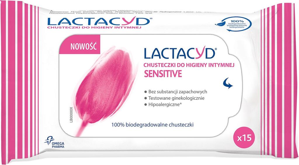 Lactacyd Sensitive Chusteczki Do Higieny Intymnej 1Op.-15Szt
