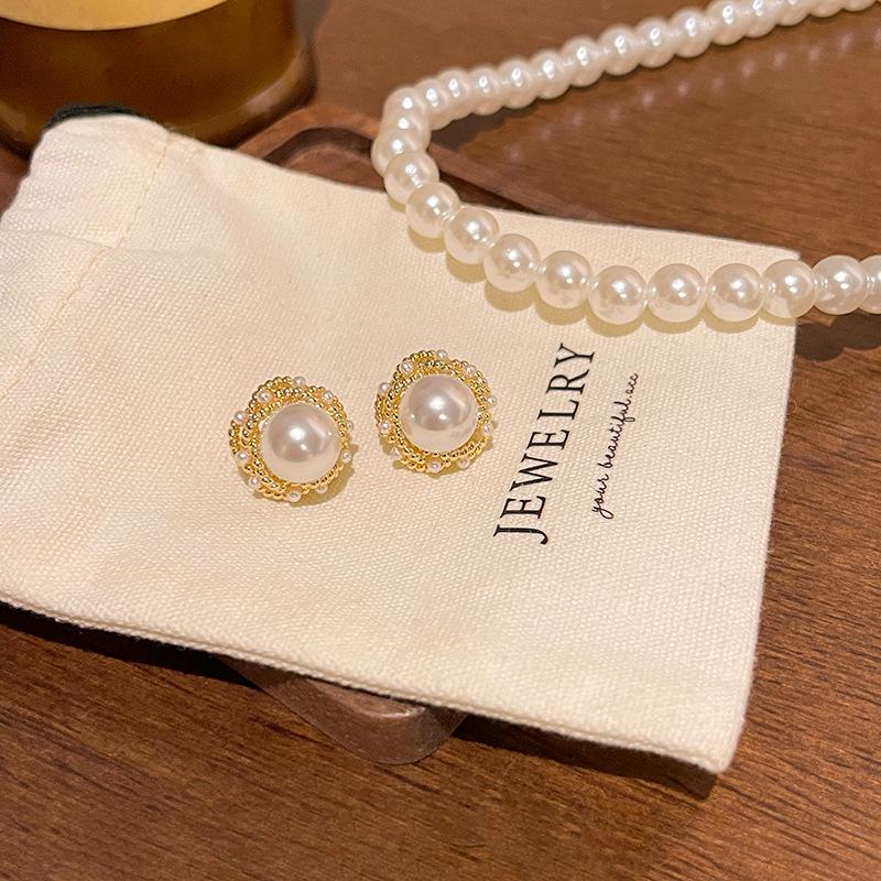 Элегантные серьги с жемчугом из серебра 925 пробы: Французский ретро-дизайн класса люкс, универсальный стиль знаменитостей