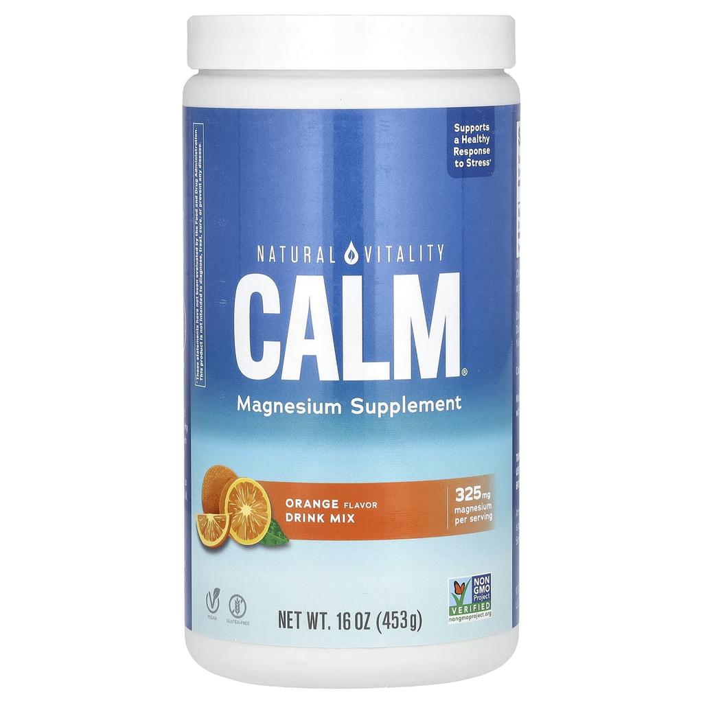 Calm, Magnesium Supplement Drink Mix, Orange, 453G (16Oz)