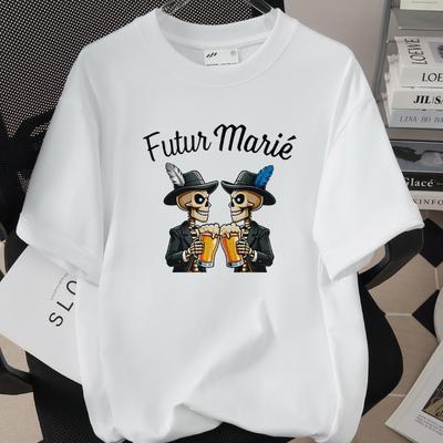 G High Quality Cotton Tshirts Future Groom EVG Team Groom French Unisex Single Farewell Party Tops Oversized Tees M