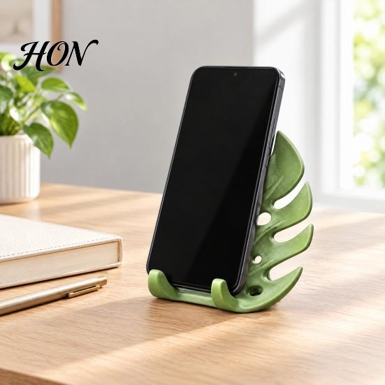 PLA Material Phone Stand 3D Printed Monstera Leaf Holder, Cute Desktop Cell Stand, Decorative Tropical Small Plant Shaped Mount for Home and