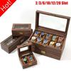 Новый стиль 2/3/6/10/12/20-битная ретро шкатулка для часов из кожи с имитацией дерева, креативная подарочная коробка для хранения часов и ювелирных изделий