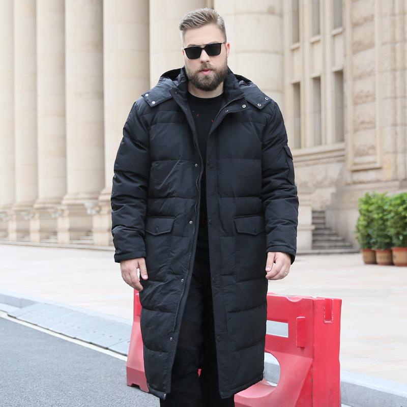 Autumn and Winter European and American Men's Leisure Fashion Oversized Stand Collar Extended Knee Down Jacket Warm Jacket