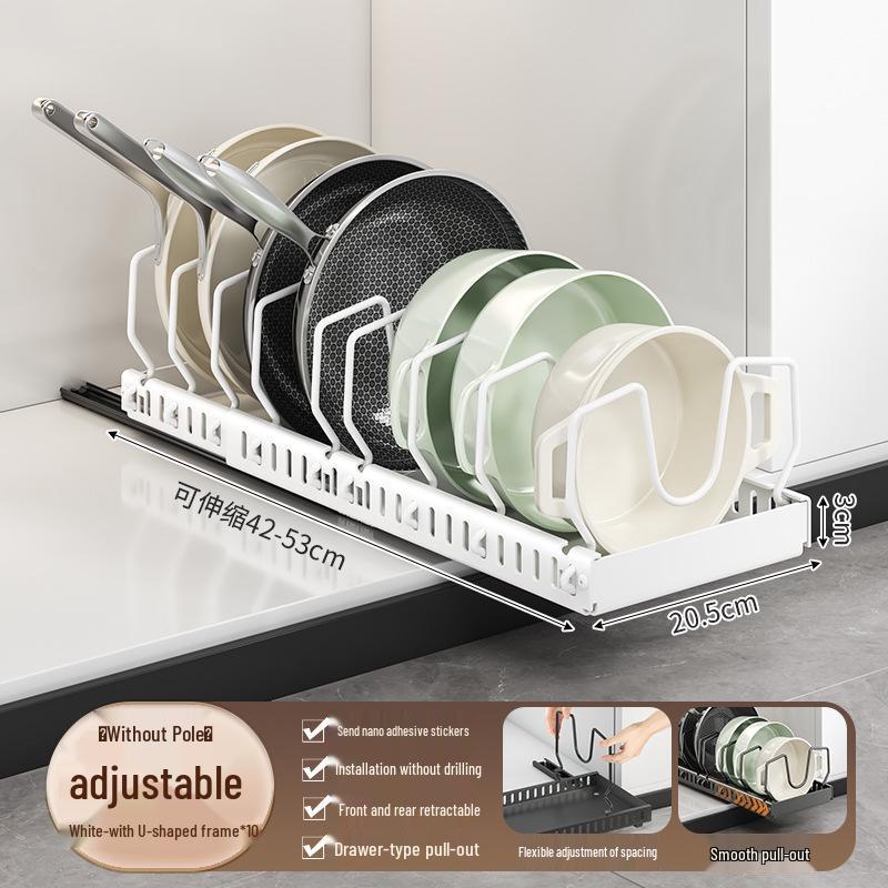 Adjustable Pull-Out Kitchen Organizer: Dish Rack, Pot & Pan Storage, Under-Cabinet & Countertop Holder
