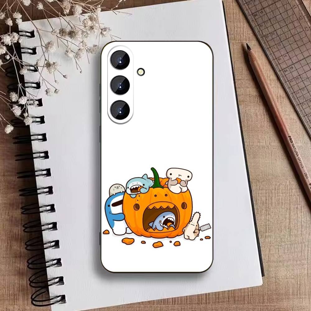 D-Cute Shark Phone Case For Samsung Galaxy A73,21,22,32,71,53,52,51,80,5G Soft Black Cover