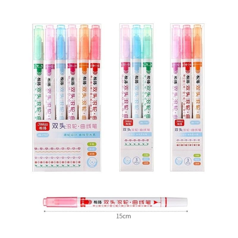 3/6 шт. набор цветных ручек с роликовым типом, двухсторонний штамп для письма, маркер для рисования