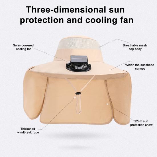 Шляпа с вентилятором, широкополая шаль, шляпа для рыбалки с двухрежимным вентилятором, 3 регулируемых скорости, защита от УФ-лучей, уличная шляпа